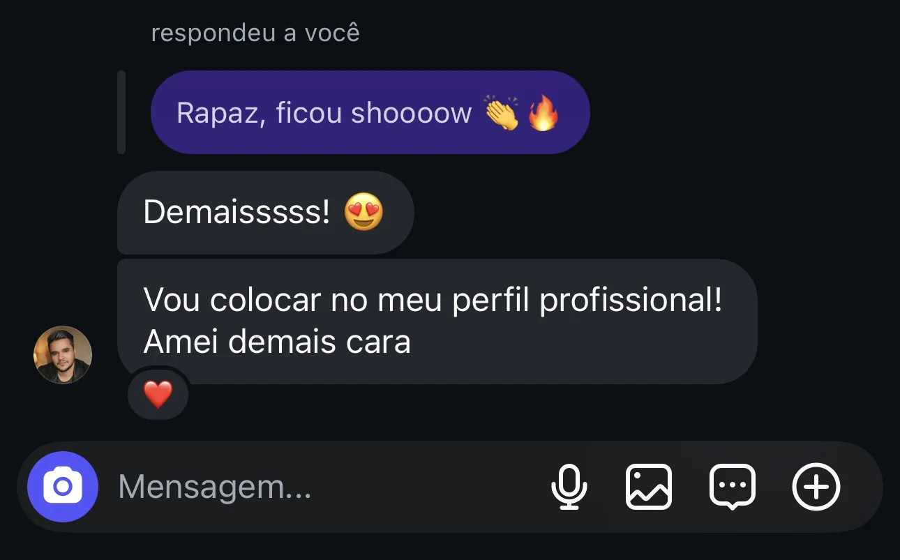 Depoimento: vou usar no meu perfil profissional